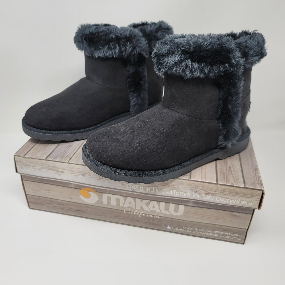 Makalu YADRA Black Faux Fur Lined Winter Ankle Boots‎ Booties Women's Size 8
